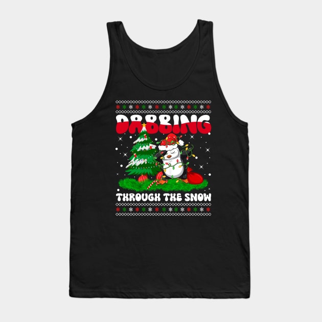 Dabbing Through The Snow Dabbing Penguin Dab Dance Christmas Lights Tank Top by wonderws